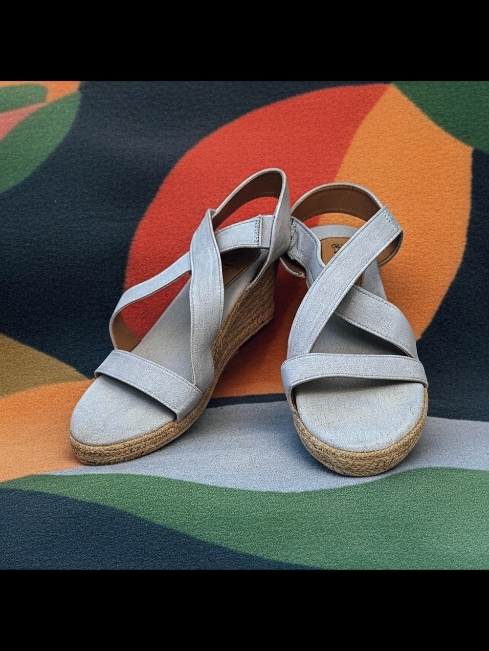 Serra Light Blue Canvas Wedge Sandals Size 9